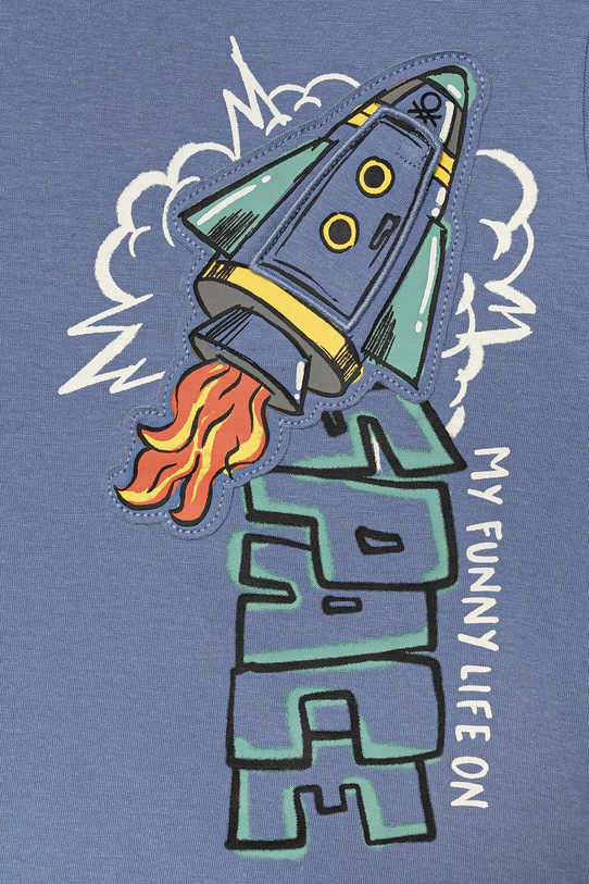 Chłopiec United Colors of Benetton t-shirt dziecięcy bawełniany 3I1XG10MF.P.Stagionale niebieski