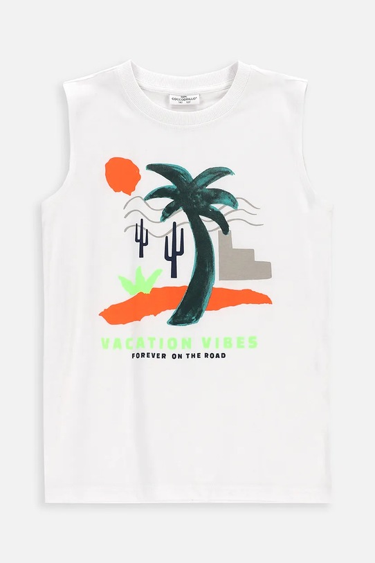 Coccodrillo T-shirt bez rękawów dziecięcy bawełniany biały WC6143303VBB