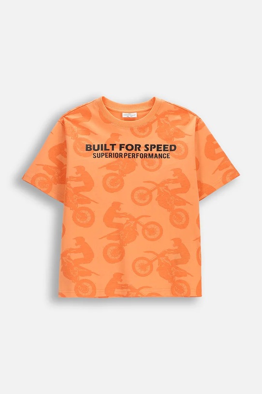 Coccodrillo T-shirt dziecięcy bawełniany pomarańczowy WC6143201HBJ