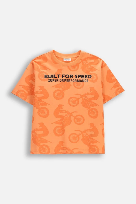 Coccodrillo T-shirt dziecięcy bawełniany pomarańczowy WC6143201HBJ