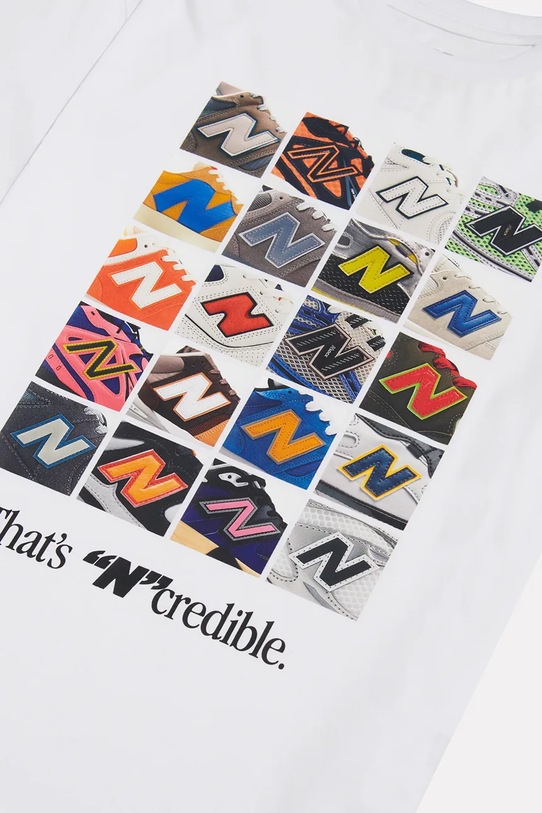 New Balance T-shirt παιδικό βαμβακερό λευκό YT61Q4N0