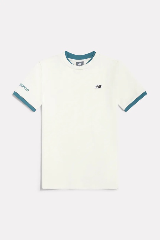 New Balance t-shirt παιδικό βαμβακερό YT61B802 λευκό SS26