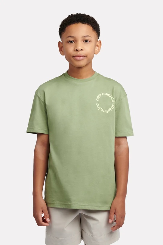 New Balance t-shirt γυναικείο βαμβακερό πράσινο LAKB0177