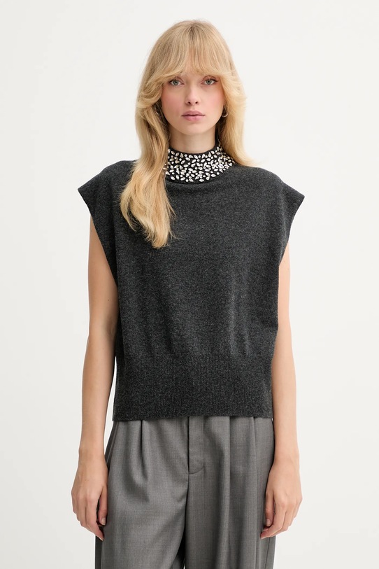 Gestuz vestă de lână subtiri gri 10910779