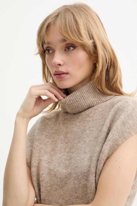 Gestuz kamizelka z dodatkiem wełny beżowy 10910853