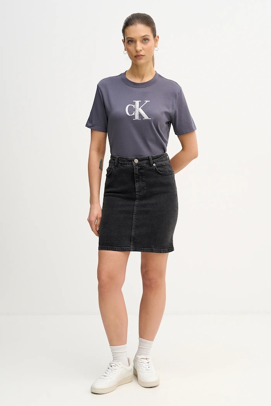 Calvin Klein Jeans t-shirt bawełniany LV044E215G szary SS26