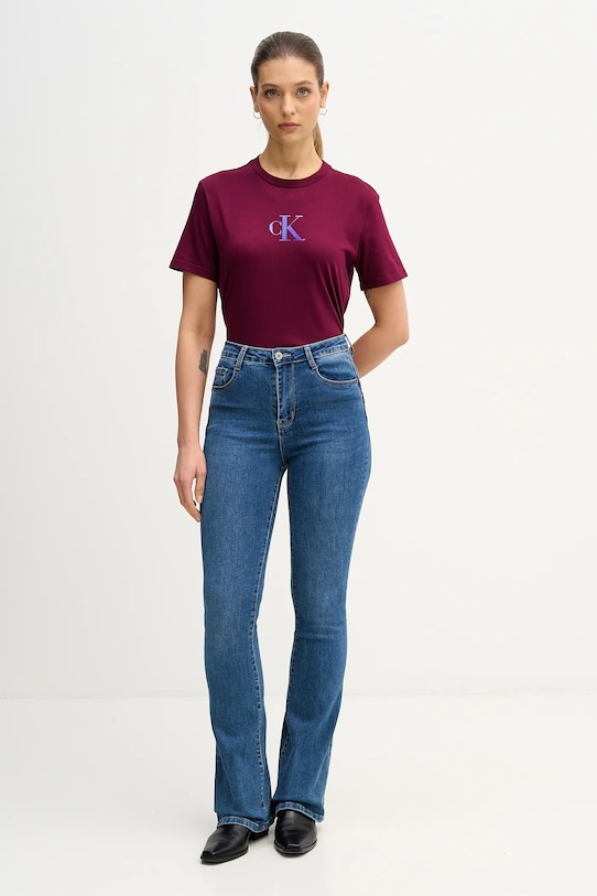 Calvin Klein Jeans t-shirt bawełniany LV047E804G fioletowy SS26