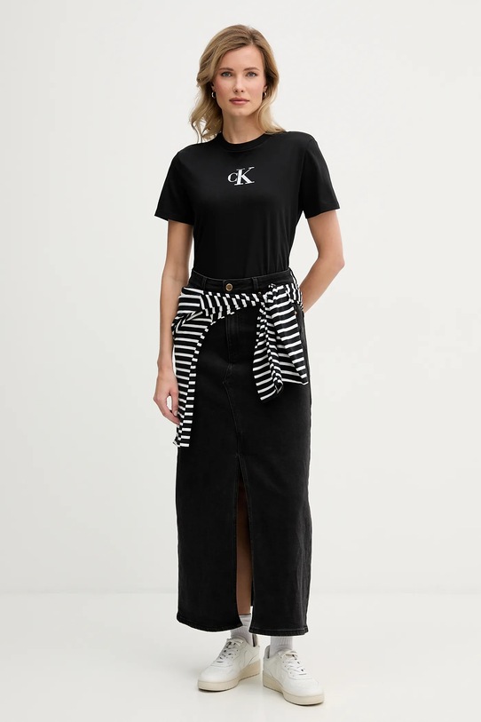 Bavlněné tričko Calvin Klein Jeans LV047E804G černá SS26