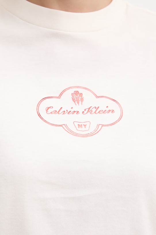 Calvin Klein Jeans t-shirt γυναικείο βαμβακερό LV047E811G μπεζ