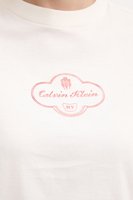 Calvin Klein Jeans t-shirt γυναικείο βαμβακερό LV047E811G μπεζ