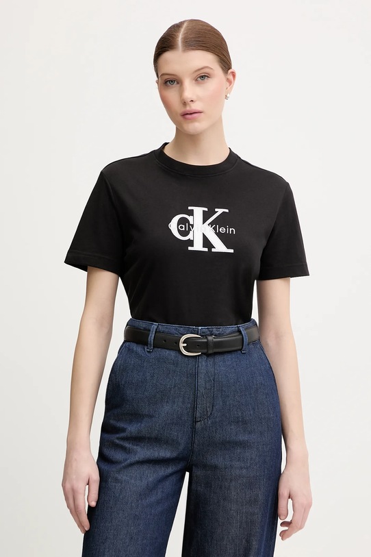 Calvin Klein Jeans t-shirt bawełniany regular czarny LV047E819G