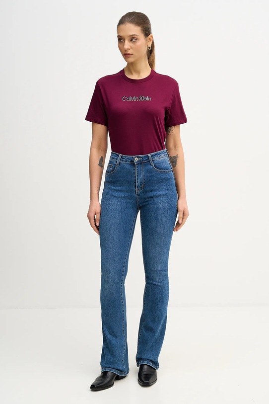 Calvin Klein Jeans t-shirt bawełniany LV047E821G fioletowy SS26
