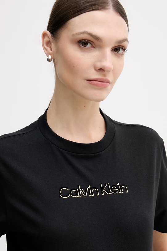 Bombažna kratka majica Calvin Klein Jeans črna LV047E821G