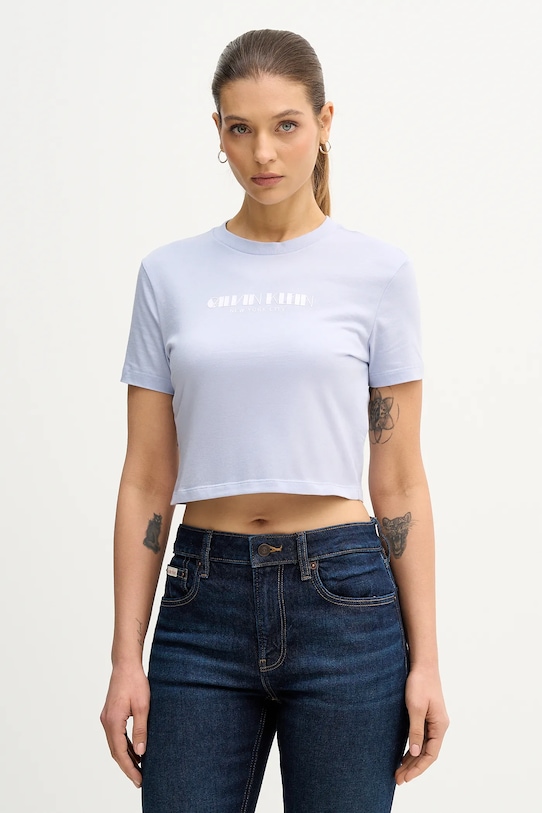 Calvin Klein Jeans t-shirt bawełniany nadruk niebieski LV047E823G