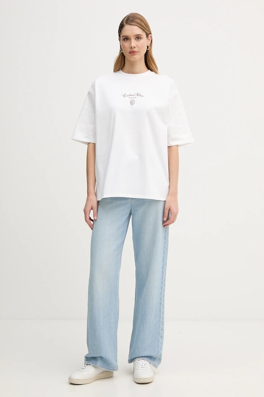 Βαμβακερό μπλουζάκι Calvin Klein Jeans LV047E232G λευκό SS26