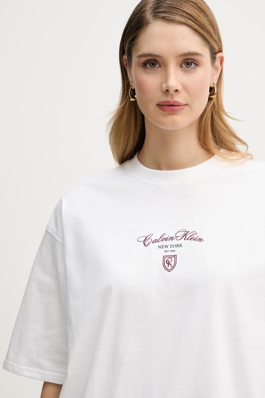 Βαμβακερό μπλουζάκι Calvin Klein Jeans λευκό LV047E232G