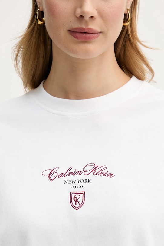 Βαμβακερό μπλουζάκι Calvin Klein Jeans LV047E232G λευκό