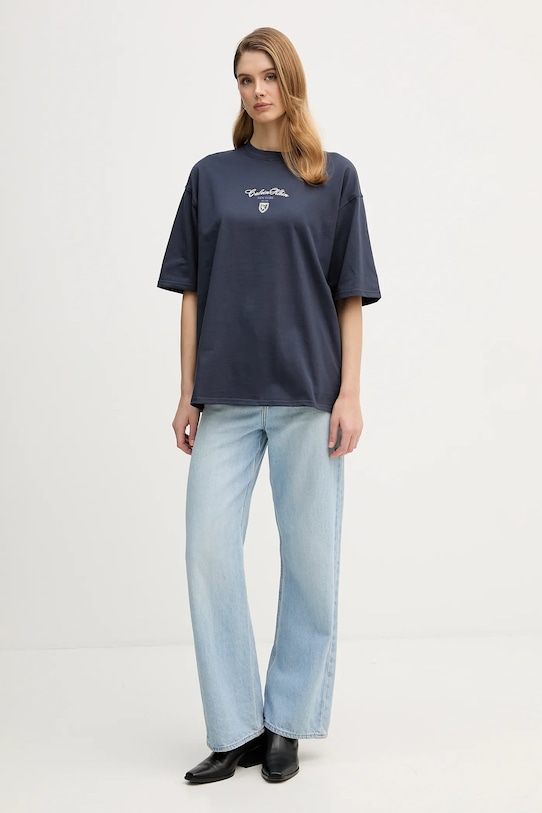 Βαμβακερό μπλουζάκι Calvin Klein Jeans LV047E232G σκούρο μπλε SS26