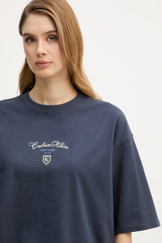 Βαμβακερό μπλουζάκι Calvin Klein Jeans σκούρο μπλε LV047E232G