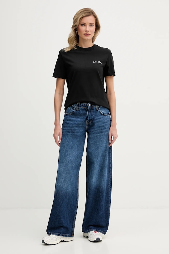 Bavlněné tričko Calvin Klein Jeans LV047E809G černá SS26