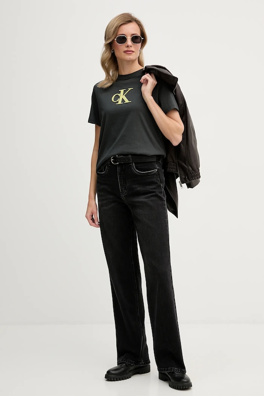 Calvin Klein Jeans t-shirt bawełniany LV047E215G szary SS26