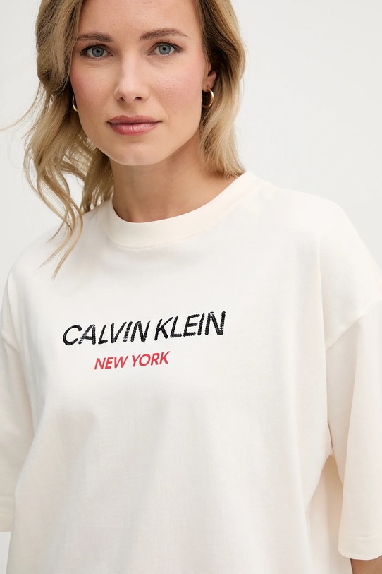 Calvin Klein Jeans t-shirt bawełniany beżowy LV047E800G