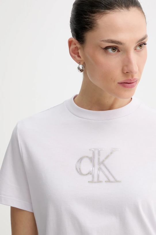 Calvin Klein Jeans t-shirt bawełniany fioletowy LV047E827G