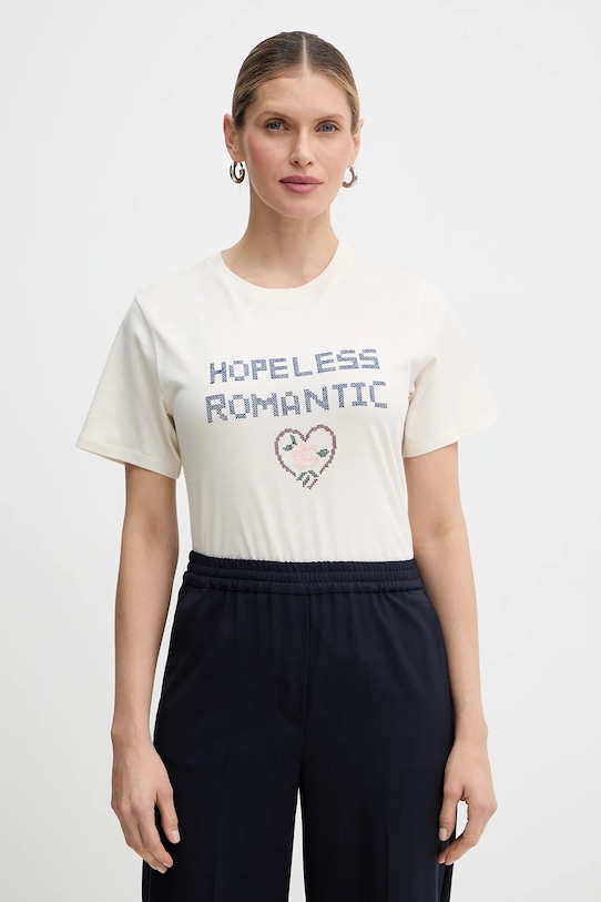 Weekend Max Mara t-shirt bawełniany WEST regular beżowy 2615971041600