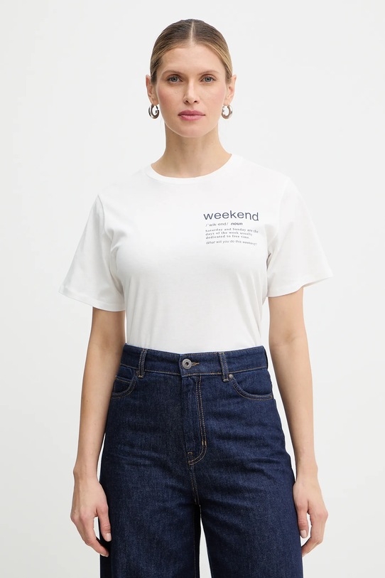 Weekend Max Mara t-shirt bawełniany TENUE nadruk biały 2615971051600
