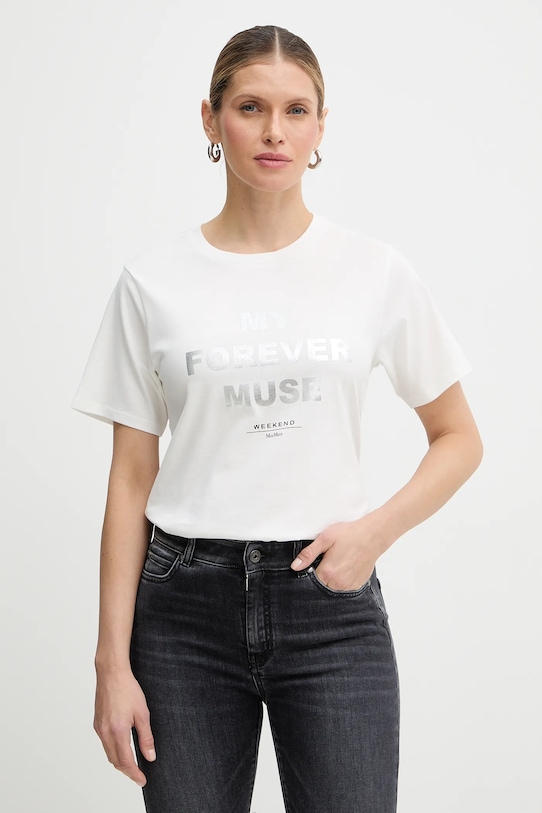 Weekend Max Mara t-shirt bawełniany TENUE nadruk biały 2615971051600