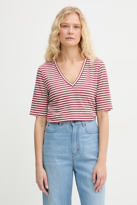 Weekend Max Mara t-shirt damski bawełniany OPZIONE czerwony 2615941042600