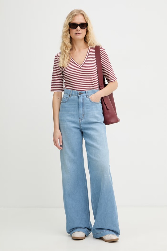 Weekend Max Mara t-shirt damski bawełniany OPZIONE 2615941042600 czerwony SS26