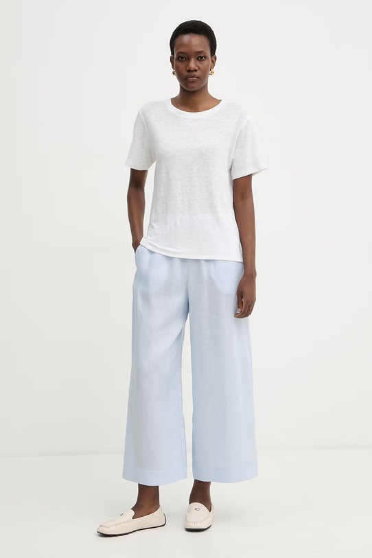 Weekend Max Mara t-shirt damski z lnem PELOTA 2615941052600 beżowy SS26