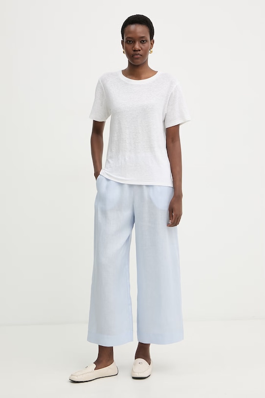 Weekend Max Mara t-shirt damski z lnem PELOTA 2615941052600 beżowy SS26