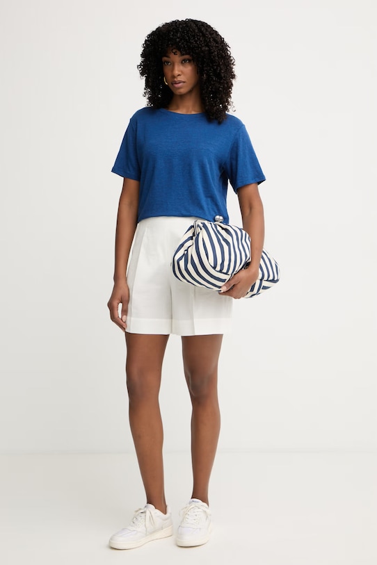 Weekend Max Mara t-shirt Γυναικείο με λινό PELOTA 2615941052600 σκούρο μπλε SS26