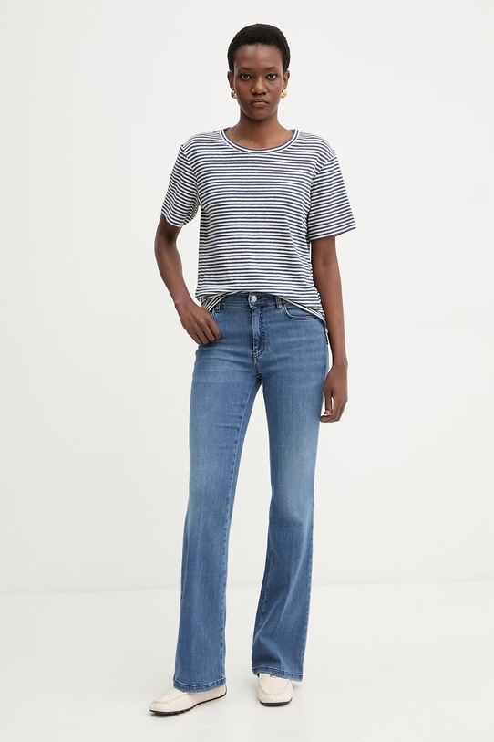 Weekend Max Mara t-shirt damski z lnem PELOTA 2615941052600 granatowy SS26