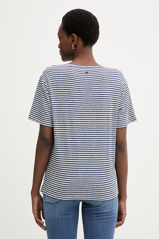 Odzież Weekend Max Mara t-shirt damski z lnem PELOTA 2615941052600 granatowy