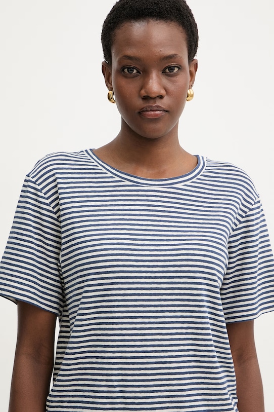 Weekend Max Mara t-shirt damski z lnem PELOTA granatowy 2615941052600