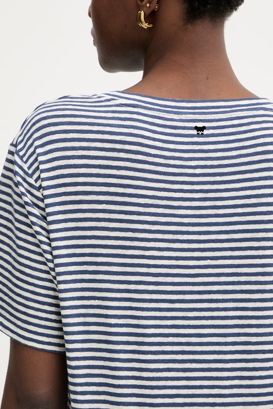 Weekend Max Mara t-shirt damski z lnem PELOTA 2615941052600 granatowy