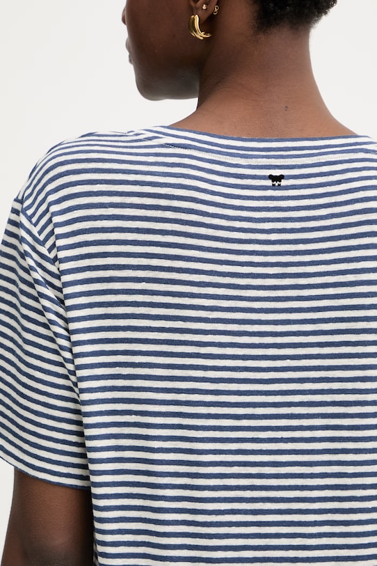 Weekend Max Mara t-shirt damski z lnem PELOTA 2615941052600 granatowy