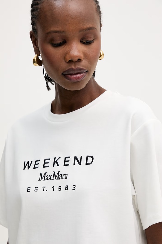 Weekend Max Mara t-shirt bawełniany SABATO biały 2615941112600
