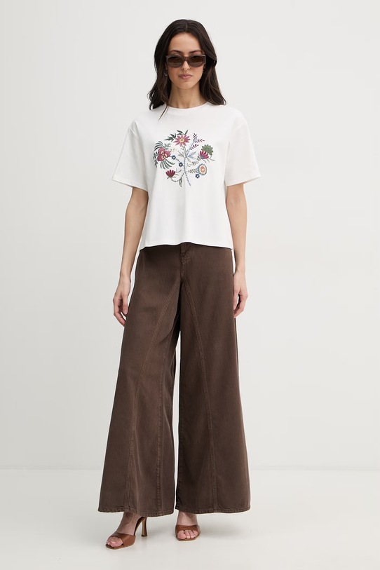 Weekend Max Mara t-shirt bawełniany SABATO 2615941112600 beżowy SS26