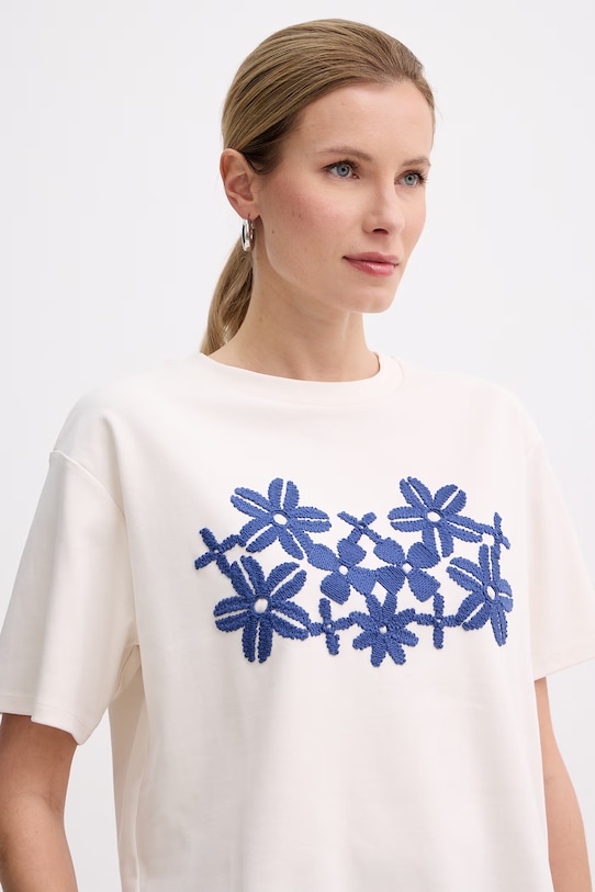 Weekend Max Mara t-shirt bawełniany SABATO beżowy 2615941112600