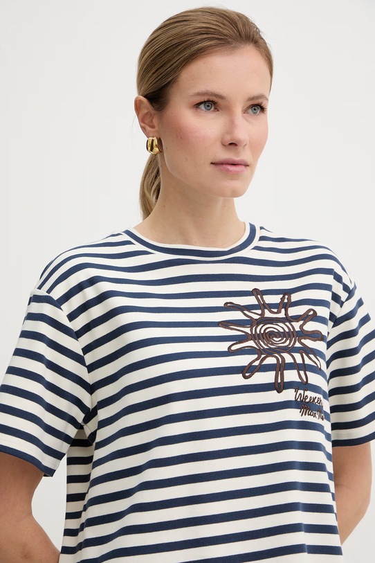Weekend Max Mara t-shirt bawełniany SABATO granatowy 2615941112600