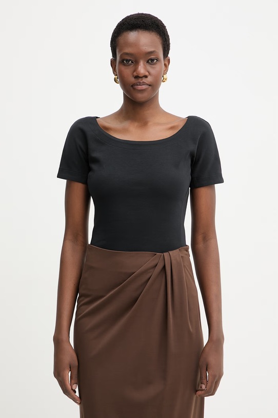 Weekend Max Mara t-shirt damski bawełniany MULTIG czarny 2615941122600