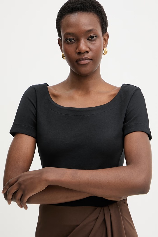 Weekend Max Mara t-shirt damski bawełniany MULTIG czarny 2615941122600