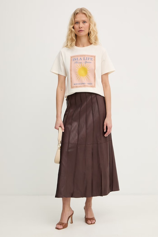 Weekend Max Mara t-shirt bawełniany PANTERA 2615971032600 beżowy SS26