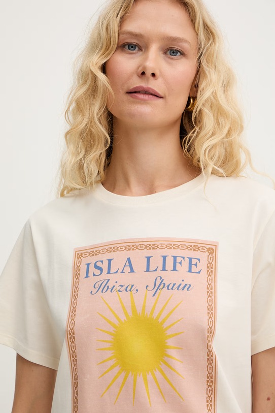 Weekend Max Mara t-shirt bawełniany PANTERA beżowy 2615971032600