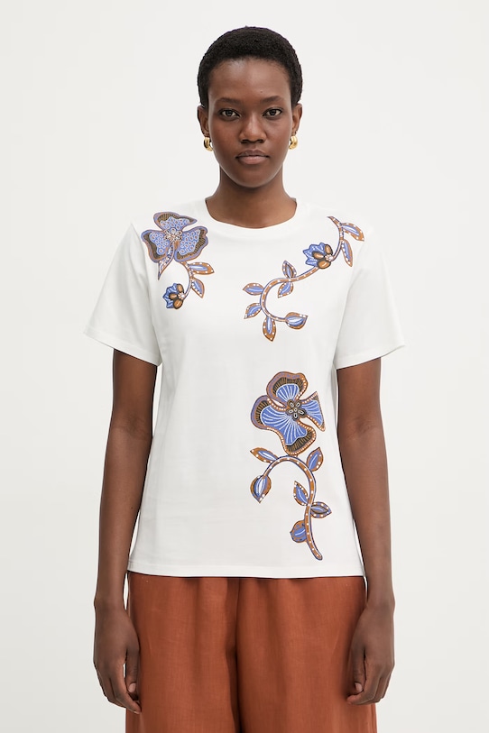 Weekend Max Mara t-shirt bawełniany PANTERA wzorzyste beżowy 2615971032600