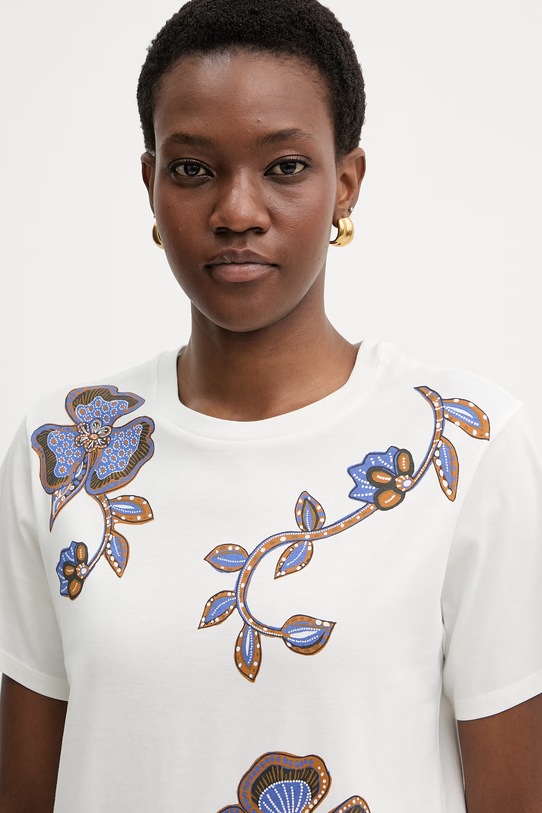 Βαμβακερό μπλουζάκι Weekend Max Mara PANTERA μπεζ 2615971032600